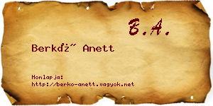 Berkó Anett névjegykártya