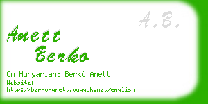 anett berko business card