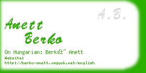 anett berko business card